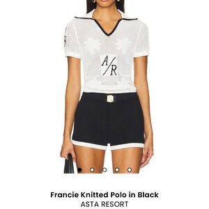 Francie Knitted Polo in Black and White NWT